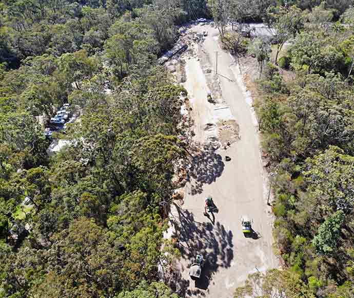Aerial view Somersby Falls Picnic Area upgrade