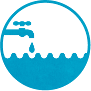 Water savings icon: water dripping from tap
